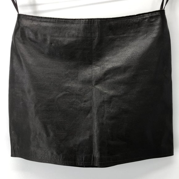Theory Size 2 Leather Black Brown Chocolate Dark Brown Mini Skirt - Picture 15 of 16